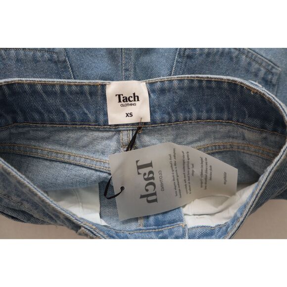 Tach x Free People Sz XS Blue Jazmin Cut-Out Flower Embroidered Denim Jeans - Picture 3 of 12